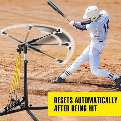 PLAYAPUT Baseball Softball Swing Trainer with 5 Power Bands,Auto Reset Baseball Training Equipment,Baseball Hitting Trainer,Height Adjustable 31-47 inches Softball Swing Trainer Improve Power,Speed