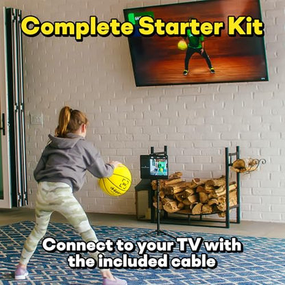 DribbleUp Smart Basketball Starter Pack – At-Home Basketball Training System for Kids & Teens with App-Based Virtual Coach, Real-Time Feedback | Dribble Up Premium Composite Leather, Indoor/Outdoor