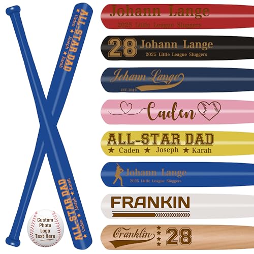 Personalized Mini Baseball Bat 18″Custom Wooden Bat Engraved Name Logo Number Customized Mini Bats for Tee Ball Small Training Baseball Gifts for Teams, Little League, Players,Games - color: Blue