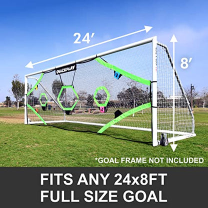 QuickPlay Target Net - Soccer Goal Target Nets with 7 Pockets for Shooting Accuracy - Fits Rigid Goals in Multiple Sizes - Soccer Trainer for Backyard, Training Equipment | Soccer Frame Not Included - style: Target Net PRO 24x8'
