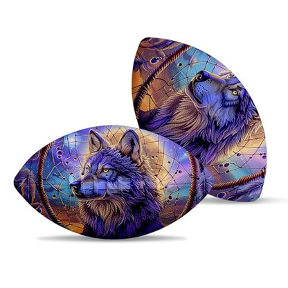 American Football, Official Size 11.9 x 7.3 Inch, Premium Composite Leather High-Grip Ball with Pro-Style Lacing, Unique Prints for Training, Games & Gifts - color: Dream Wolf