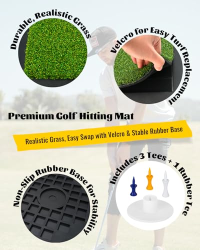 High-Precision Golf Hitting Mat – Practice Mat with Swing Path Feedback & Impact Detection – Indoor/Outdoor Use – Golf Swing Trainer for Home Training – Gift for Golfers, Beginners & Pros - style: Golf Turf Mat