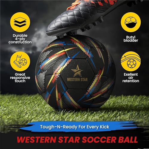 Western Star Soccer Ball Helix- Size 3 4 5 - Official Match Grade Soccer Balls - Attractive and Durable Design - color: Revolution, size: Size 4