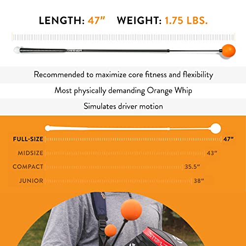 Orange Whip Golf Swing Trainer Aid Patented & Made in USA for Improved Rhythm, Flexibility, Balance, Tempo, and Strength *American Made* - style: Full-Size - 47"