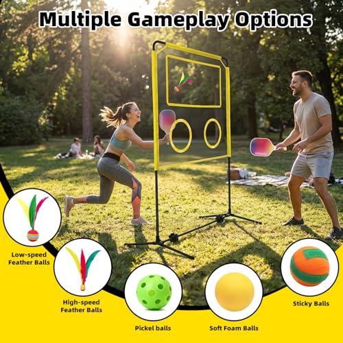 Indoor Paddle Game with Net, Portable Pickleball Set with Net for Family or Solo Fun, All in One Outdoor Sports - Badminton, Pingpong, Tennis for Lawn, Backyard, Camping, Beach