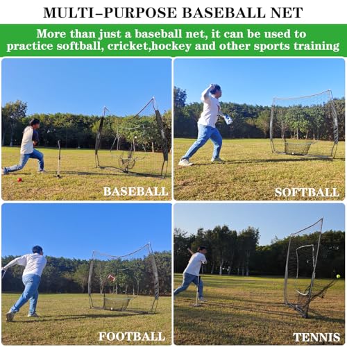 7×7ft Baseball Softball Practice Net- Portable Baseball Net for Batting, Hitting, Pitching Come with Carry Bag, Training for Players of Any Skill Level - Easy Assembly