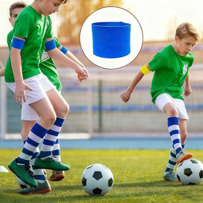 Captain's Armband Soccer Football Rugby Captain Armbands for Youth and Adult,Anti-Drop Design - Pack of 6 - color: 6 Blue /No C