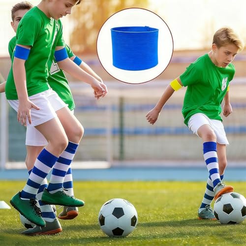 Captain's Armband Soccer Football Rugby Captain Armbands for Youth and Adult,Anti-Drop Design - Pack of 6 - color: 6 Blue /No C