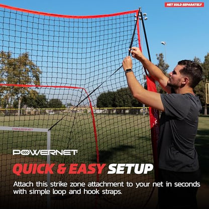 PowerNet Strike Zone Pitching Aid for 7 & 8 FT Nets, Baseball Training Equipment for Pitching Drills and Location Accuracy, Solo or Team Pitcher Training Aid, Net Sold Separately - Attachment Only