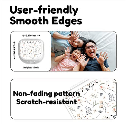 Retainer Holder Cute, Aligner Case with Colorful Novelty Cute Patterns, Night Guard Case with Floral Patterns (White)