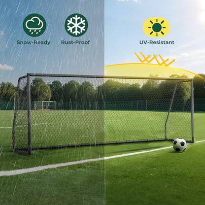 MOPHOTO Soccer Goal, 6X4/8x6/10x6.5/12x6/16x7/18.5x6.5/21x7/24x8ft Soccer Goals for Backyard, Full Size Soccer Goal for Teens & Adults Training - size: 21x7FT, style: Alu-Grey