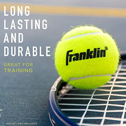 Franklin Sports Pressureless Tennis Balls - Official Size, Low Pressure - Great for Training + Practice - Low Bounce - All Court Surface - Carry Bag Included