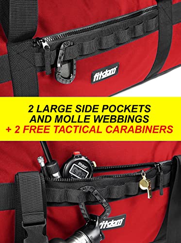 Fitdom 132L 36" Heavy Duty Extra Large Sports Gym Equipment Travel Duffel Bag W/Adjustable Shoulder & Compression Straps. Perfect for Soccer Baseball Basketball Hockey Football Team Coaches & More - color: Red