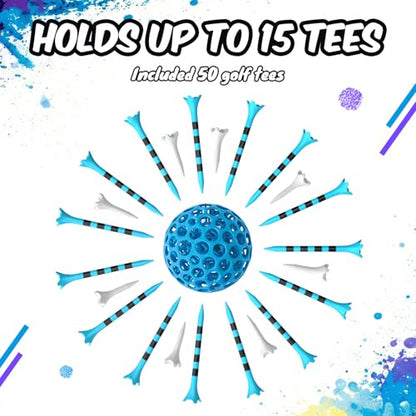 Professional Plastic Golf Tees 50/60/100 Pack (3-1/4" or 2-3/4"), Enhanced Durability & Stability, Engineered to Minimize Friction and Side Spin - color: Blue (1-1/2'', 20pcs & 3-1/4'', 30pcs) + tee holder