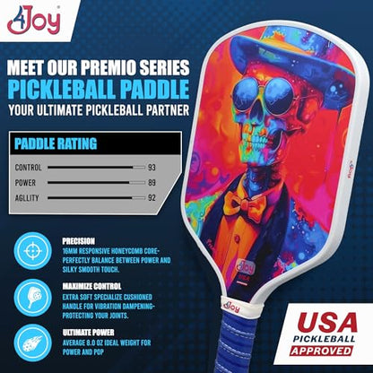 4Joy Pickleball Paddle Premio Series - Thermoformed Premium T700 Carbon Fiber Pickleball Paddless - Professional Pickleball Rackets for Women & Men - 16mm Honeycomb Core - USAP Approved - style: SlimJim