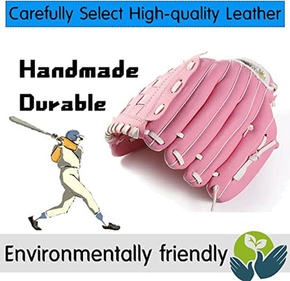 Baseball Glove,Baseball Softball Mitt with Ball for Kids Youth Adults Training and Beginner,Right Hand Throw,Left Hand Glove - color: Pink, size: 11.5"