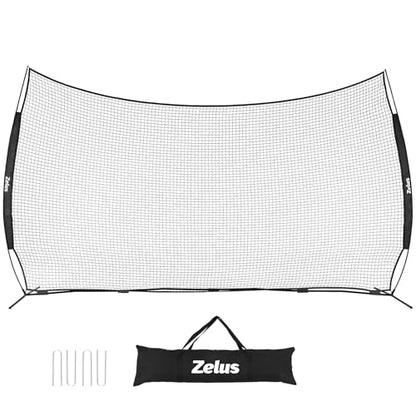 12x9ft / 16x10ft Barricade Backstop Net, Ball Sports Barrier, Practice Net for Baseball, Softball, Lacrosse, Soccer, Basketball and More - style: 12x9 ft - Black
