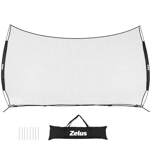 12x9ft / 16x10ft Barricade Backstop Net, Ball Sports Barrier, Practice Net for Baseball, Softball, Lacrosse, Soccer, Basketball and More - style: 12x9 ft - Black
