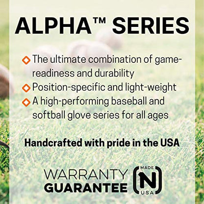 Nokona S-200I Handcrafted Alpha Baseball Glove - I-Web for Infield and Outfield Positions, Youth Age 14 and Under 11.25 Inch Mitt, Made in The USA