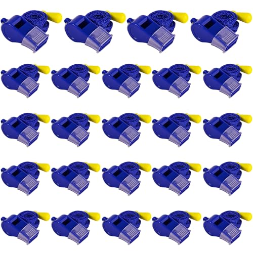 24 Packs Sports Whistles with Lanyard, for Coaches, Referees and Officials - color: Blue