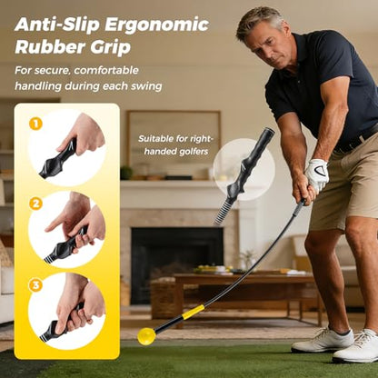 ULTIMATE Golf Swing Trainer, Heavy Warm Up Stick, Tempo Speed Flexibility Distance Balance Strength Training Aid, Right-Handed Ergonomic Golf Grip Trainer, Indoor & Outdoor Practice