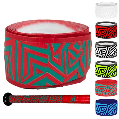 Rawlings | 1.00mm / 1.80mm / 2.75mm Bat Grip | Baseball / Softball | Multiple Colors - color: Teal & Red, size: 1.80mm | Standard Thickness | All Bats