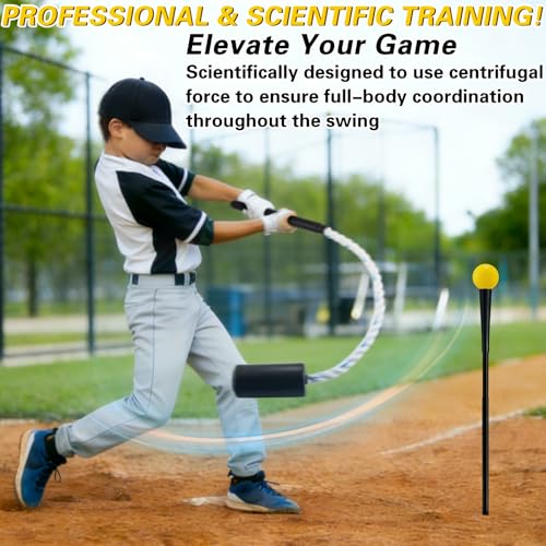 Baseball & Softball Swing Trainer Set – Real Feel Swing & Hitting Practice - Includes Rope Swing Training Bat, 12 Soft Foam Balls with Tote Bag, Batting Training Aid for Youth Beginners