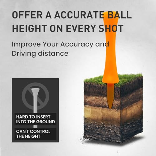 Amy Sport Golf Tees Step Down Plastic Unbreakable 50 Pack Reusable Bulk Professional Height Control Castle Tee for Practice