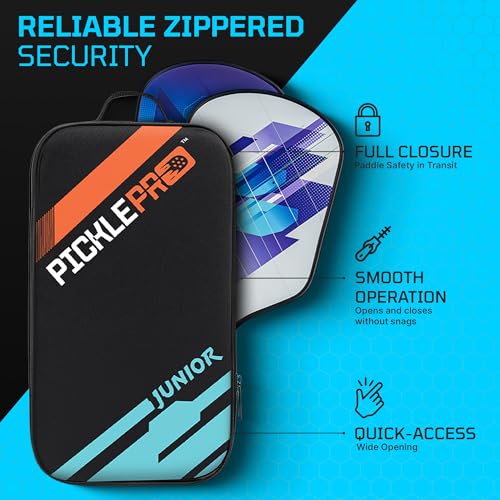 PicklePro Junior Pickleball Bag – Lightweight Pickleball Paddle Bag for Kids & Youth, Durable Oxford Cloth Paddle Case, Compact - Holds Up to 3 Paddles