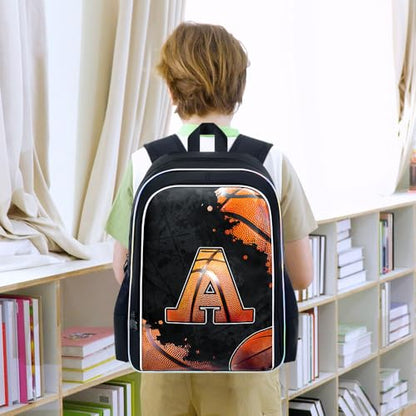 3PCS Basketball Backpack for Boys, 17" Kids Bookbag Water Resistant and Lightweight with Lunch Box for Teen