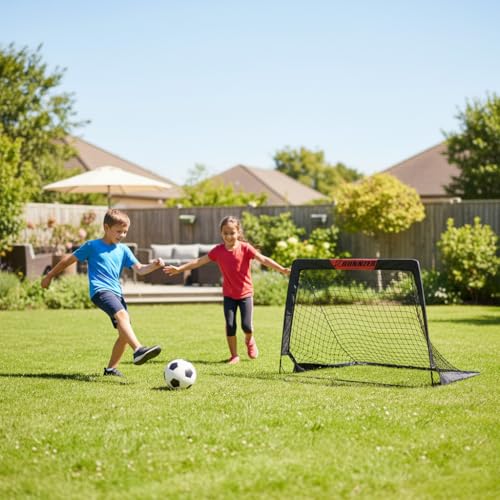 L RUNNZER Kids Soccer Goal, Pop Up Soccer Goal Net for Backyard, Set of 2 with Portable Carrying Case - color: Black, style: 4'x3', 2 Set