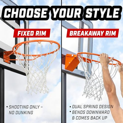 GoSports Regulation 18" Steel Basketball Rim - Choose from Fixed or Breakaway - Use for Replacement or Garage Mount