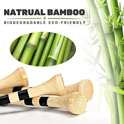 SAPLIZE Bamboo Golf Tees Pack of 100 or 150, Four Size Options (3-1/4", 2-3/4", 2-1/8", 1-1/2"), Stable and Reliable Golf Tees, Available in Natural Color
