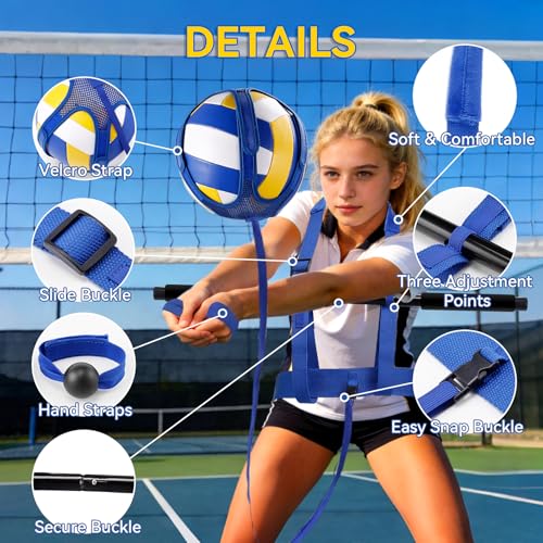 Volleyball Training Equipment - Solo Volleyball Trainer Aid for Serve, Spike, Set, Pass - Adjustable Volleyball Equipment and Practice Sticks for Beginners & Lovers