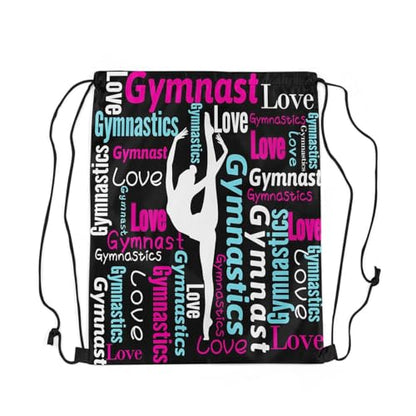 Castle Fairy Gymnastics Drawstring Backpack,Gymnastics Lovers Waterproof Drawstring Bags,Cheerleading Bags for Shopping Travelling,Lightweight - color: Black