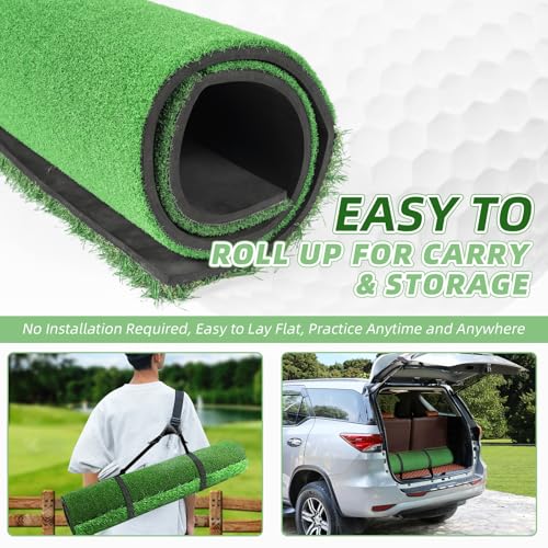 Golf Hitting Mat Indoor Outdoor, 5 * 4ft Thickened Golf Practice Mat with 3 Turfs for Backyard Swing,Driving Chipping Training