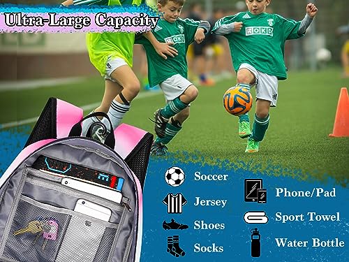 Youth Soccer Bag, Soccer Backpack for Football Volleyball Basketball, Backpack with Ball Compartment and Ball Holder - color: Royal Blue