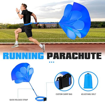 KUTIZE Agility Training Equipment, Soccer Training Equipment, Agility Speed Training Set for Kid Youth Adult, 20FT Agility Ladder, 4 Hurdles,12 Soccer Cones, Jump Rope, Running Parachute, Drill Charts