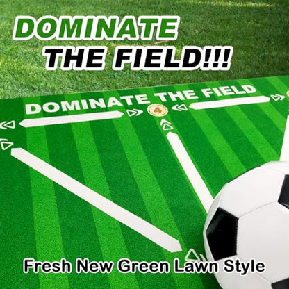 Football Footstep Training Mat, Soccer Training Mat 35 * 24IN, Soccer Skills Training Equipment with Storage Bag and Soccer Return Trainer Net (Green-White)