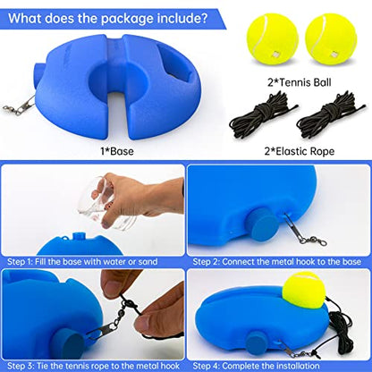 CHEGIF Tennis Trainer Rebound Ball, Solo Training Equipment, Portable Tennis Rebounder Kit, 2 String Balls, Suitable for Beginners Exercise