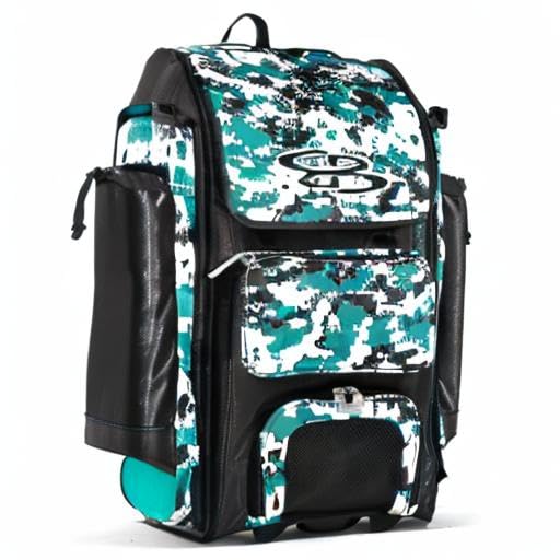 Boombah Catchers Superpack Hybrid Rolling Digital Camo Bat Bag - Multiple Colors - Wheeled & Backpack Version - color: Black/Teal