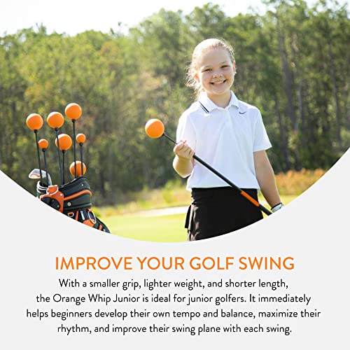 Orange Whip Golf Swing Trainer Aid Patented & Made in USA for Improved Rhythm, Flexibility, Balance, Tempo, and Strength *American Made* - style: Junior - 38"