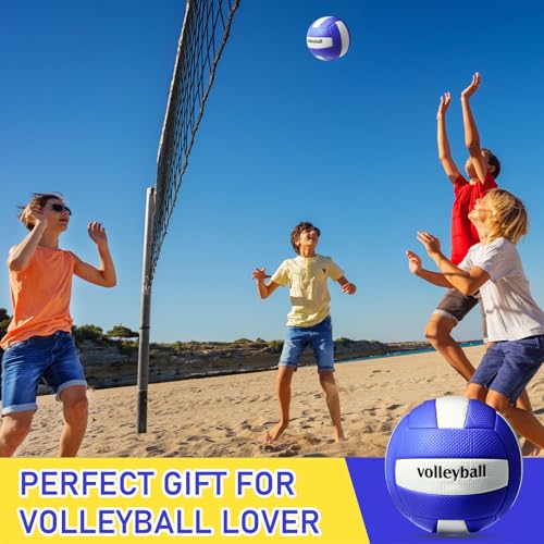 Soulchen 4 Pack Volleyball Official Size 5 Soft Official Volleyballs Kits with Pump Needles Mesh Bag Beginners Training Equipment Volleyball for Outdoor Gym Backyard Park Beach to Play Games
