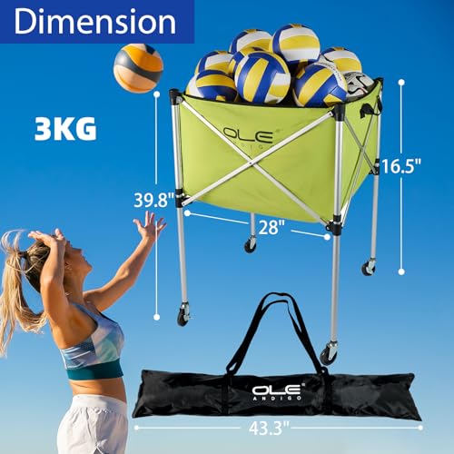 Ball Cart,Volleyball Ball Cart with Wheels 26 Balls Portable Ball Cart,Ball Storage,Collapsible Sports Ball Equipment Cart for Volleyball, Rugby,Soccer【 Indoor Outdoor】