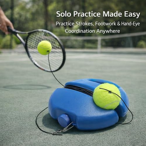 Solo Tennis Trainer Rebound Ball with String, Portable Self Practice Tennis Ball Kit, Elastic Rebound Training Tool for Beginners and Adults, Anti-Tangle Design, Adjustable Rope