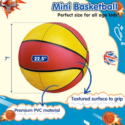 4 Packs Mini Basketballs 7 Inch Size 3 with Pump, Kids Small Basketball Set for Basketball Hoop Pool Party Games Indoor Outdoor Play Sports Toys Bouncy Basket Balls for Kids Toddlers 1-3 3-5 5-7 Gifts