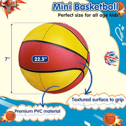 4 Packs Mini Basketballs 7 Inch Size 3 with Pump, Kids Small Basketball Set for Basketball Hoop Pool Party Games Indoor Outdoor Play Sports Toys Bouncy Basket Balls for Kids Toddlers 1-3 3-5 5-7 Gifts