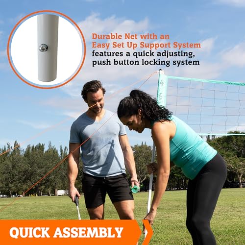 Hall of Games Outdoor Volleyball and Badminton Net with Carrying Bag Accessories Set and Adjustable Steel Poles Perfect for Parties - color: 20 Ft.