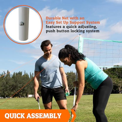 Hall of Games Outdoor Volleyball and Badminton Net with Carrying Bag Accessories Set and Adjustable Steel Poles Perfect for Parties - color: 20 Ft.