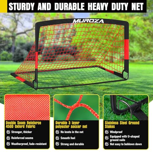 Soccer Goal, Kids Soccer Goals for Backyard Set, 2 Pack of Portable Pop Up Soccer Net with Soccer Ball, Cones, Complete Training Equipment for Youth, Toddler Outdoor Sports Games